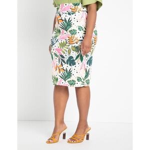 Eloquii Neoprene Pencil Skirt Scuba Pull On Floral Botanical Bliss High Rise